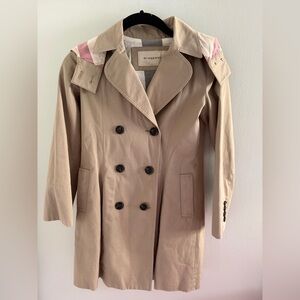 Burberry Tan Trench Coat with removable hood L girls